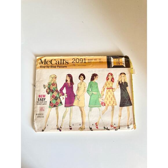 VTG 60's McCall's 2091 Sewing Pattern Size 10 Women's Dress Uncut - Picture 1 of 2